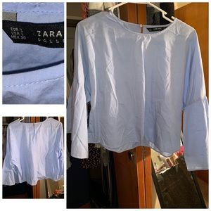 Blue bell sleeve mid crop top